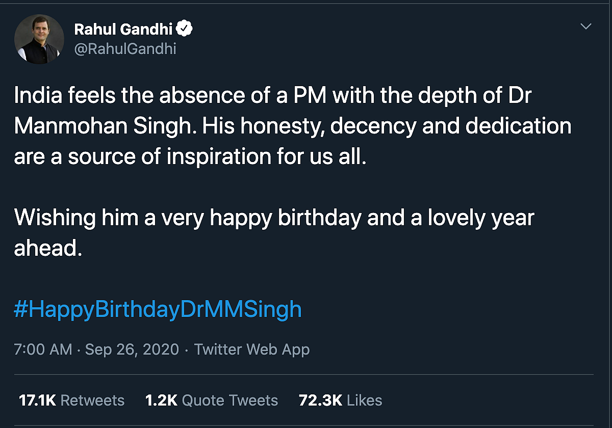 ‘India Feels the Absence’: Rahul’s B’day Wishes for Manmohan Singh