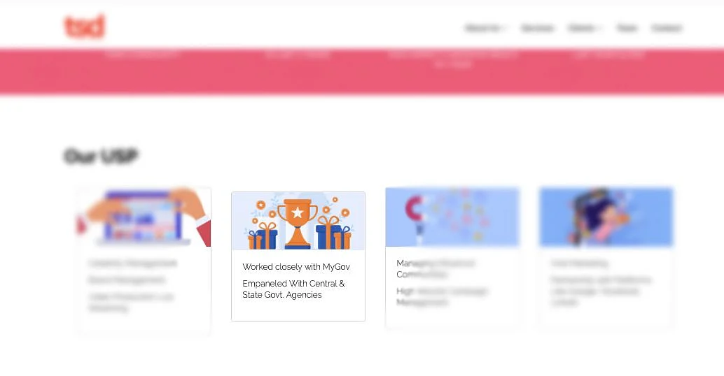 BJP Leaders’ Social Media Manager: After The Quint’s article was published on 6 August, the unique selling point of TSD Corporation changed on their website to “Worked Closely with MyGov”.