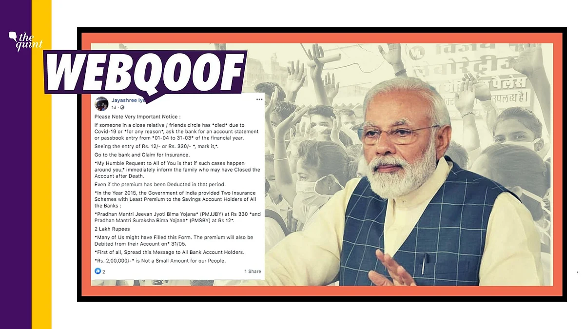Evidently, information regarding two insurance schemes launched by the Modi government in 2015 is being shared with a misleading claim.
