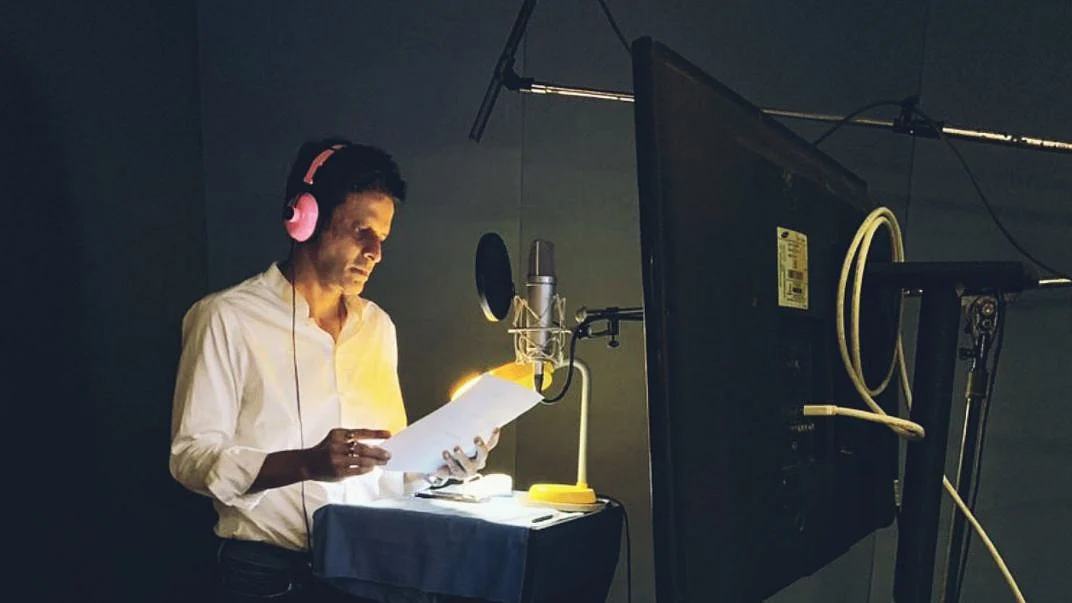 Manoj Bajpayee dubbing for the second season of 'The Family Man'.