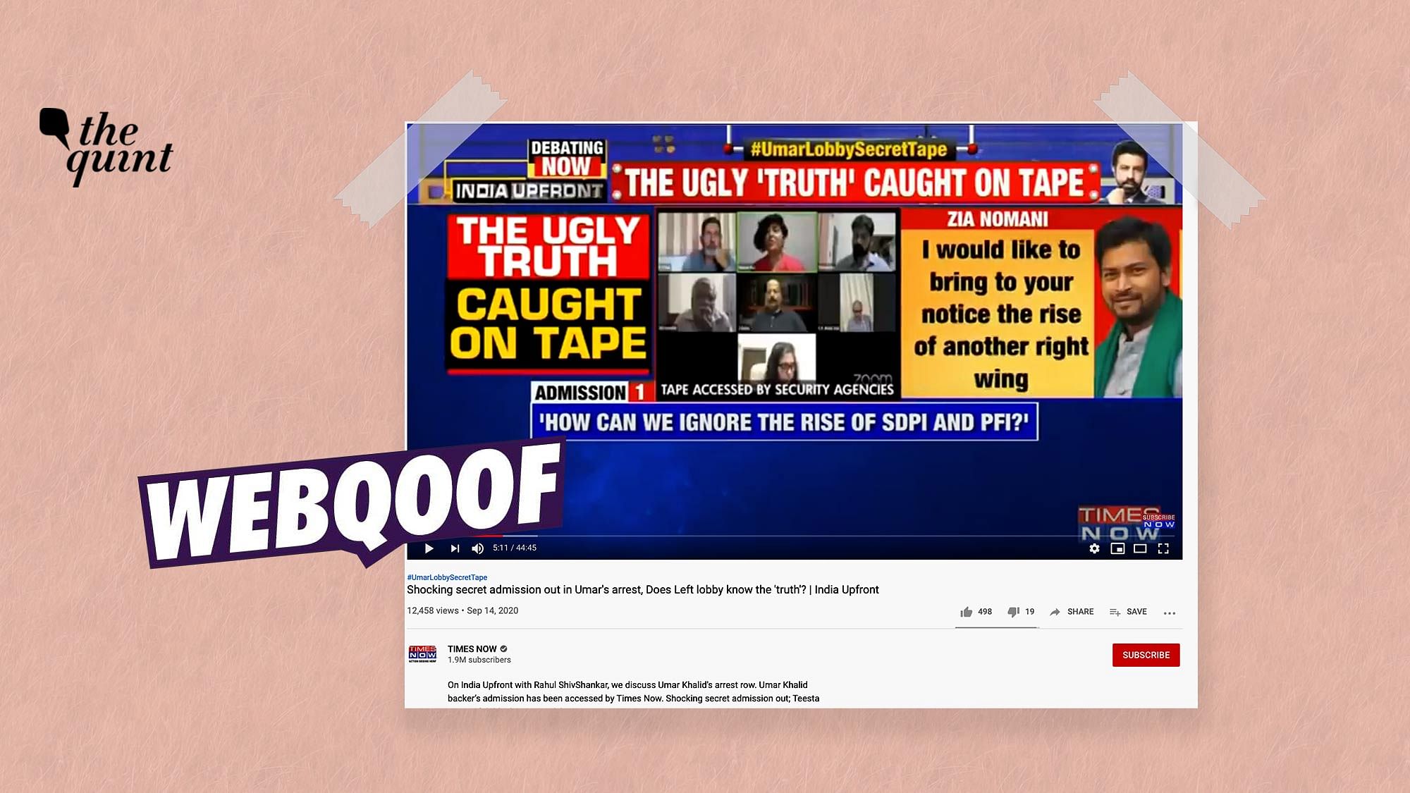 Times Now’s news break on Khalid is nothing but a Zoom webinar where activists spoke about PFI and SDPI publicly.&nbsp;