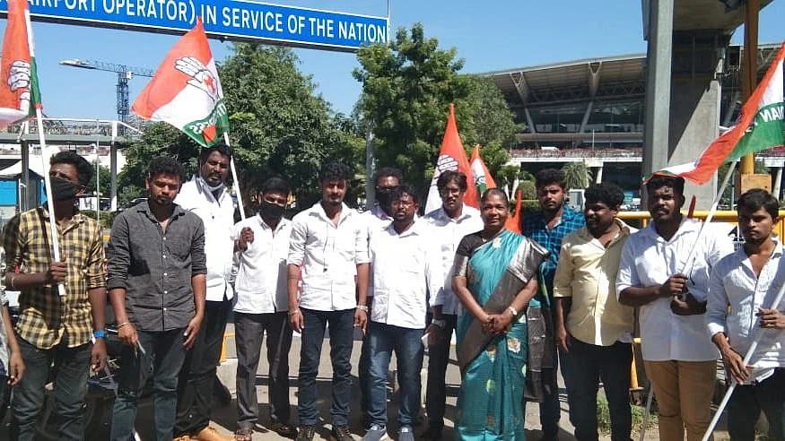 Anusuya participating in a protest with local Congress workers in Chennai.