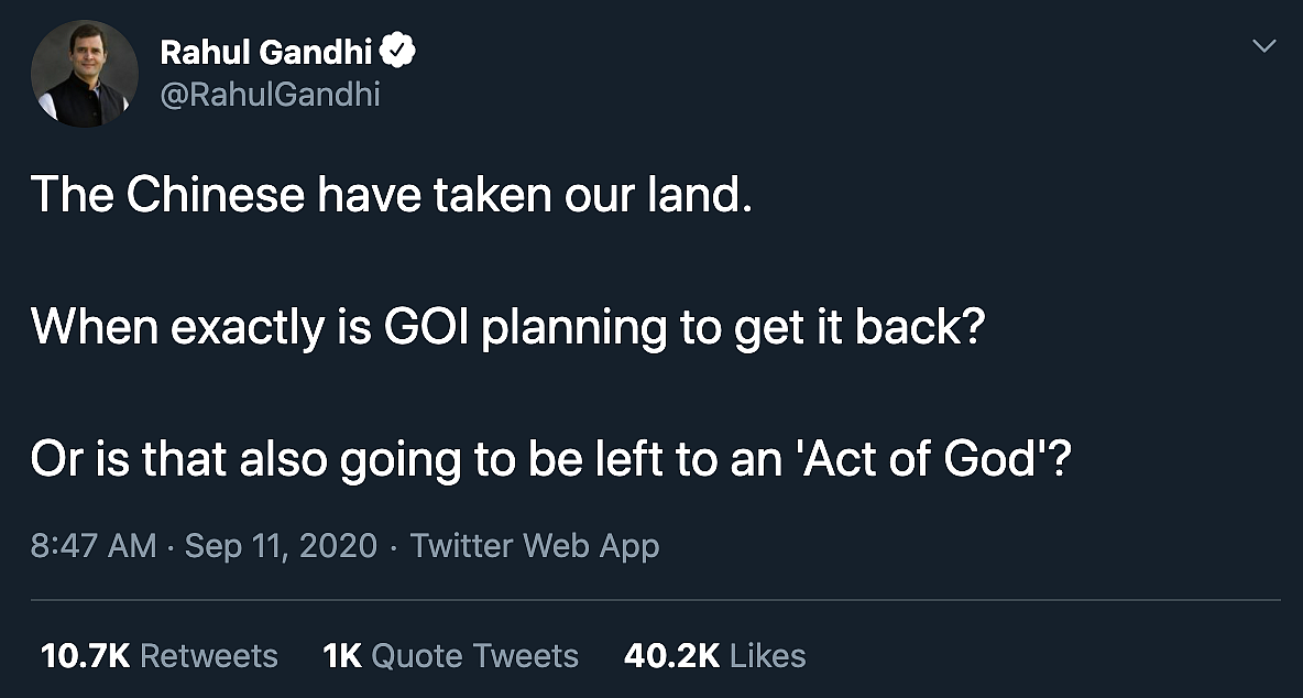 ‘When is GOI Getting Back Land Taken by Chinese?’: Rahul Gandhi