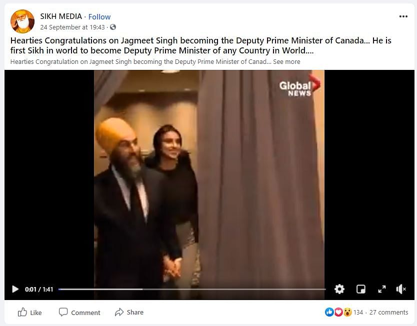 Jagmeet Singh is the leader of the New Democratic Party and is serving as an MP for Burnaby South since 2019.