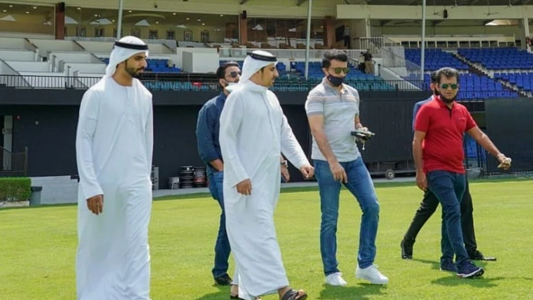 BCCI President along with a few local dignitaries, at the iconic Sharjah Cricket Stadium