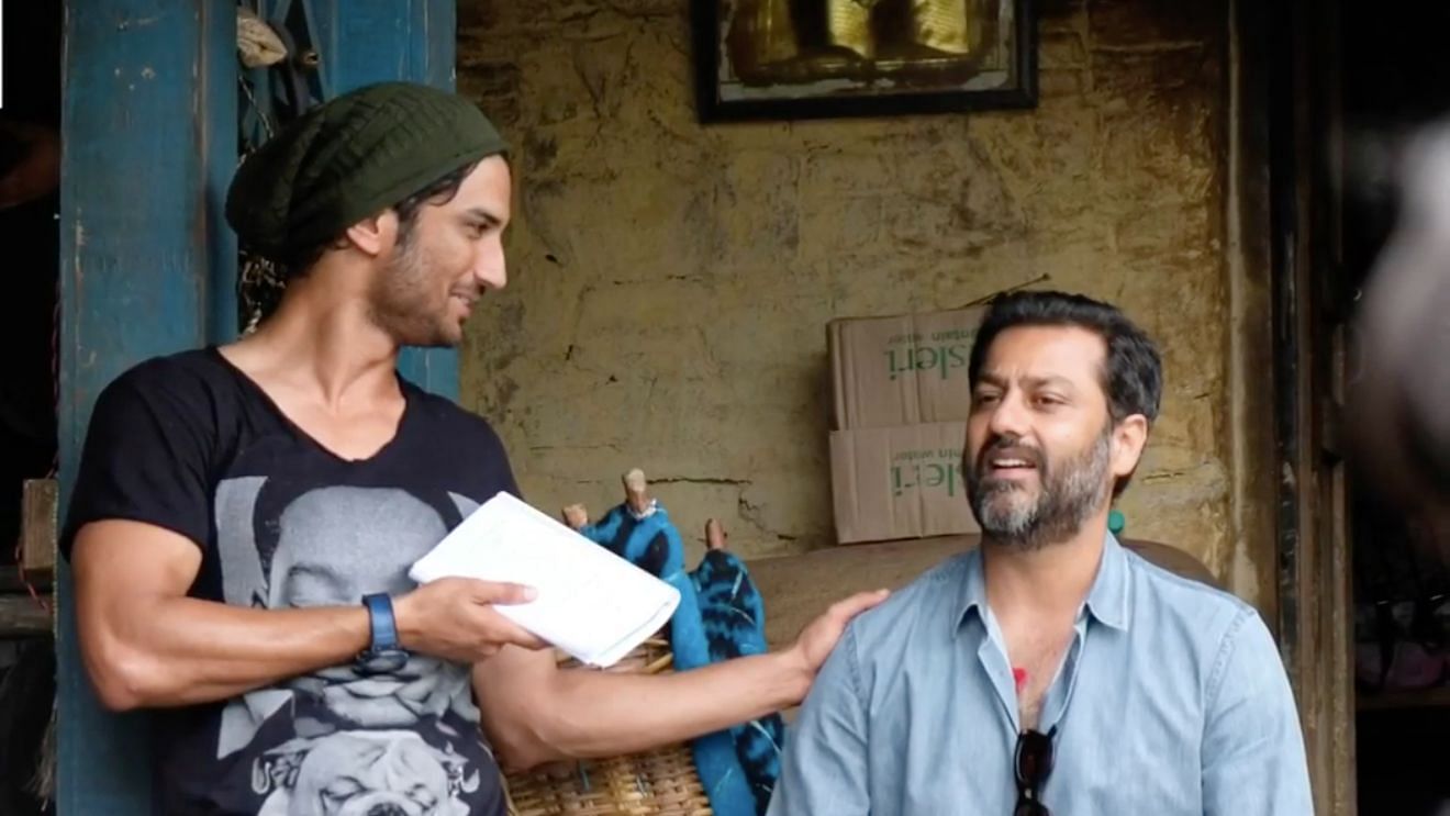 Sushant Singh Rajput with Abhishek Kapoor on the sets of Kedarnath.