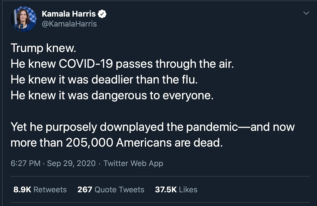 ‘Spoke Truth’: Kamala Harris Fiercely Tweets in Support of Biden