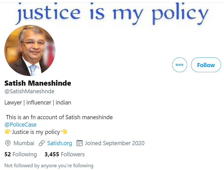 The accounts impersonating Maneshinde and Indrajit regularly tweet in support of Rhea Chakraborty and the case.