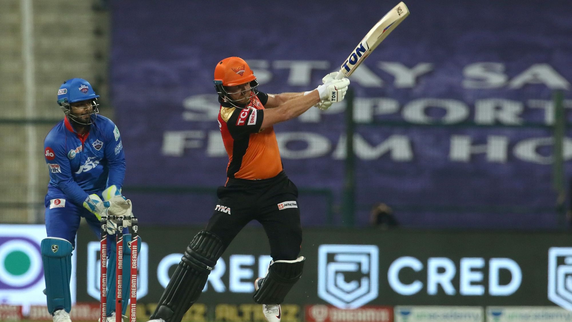 Sunrisers Hyderabad opener David Warner batting against Delhi Capitals