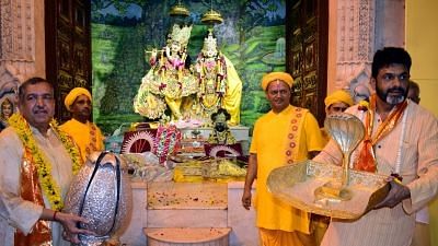 Mathura: Krishna Janmashtami celebrations underway at Shri Krishna Janmabhoomi Temple in Mathura on 2 September, 2018.