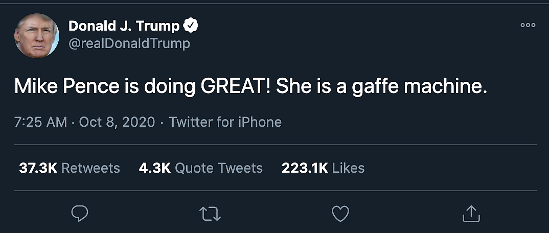 ‘Gaffe Machine’: What Trump, Biden Tweeted During US VP Debate
