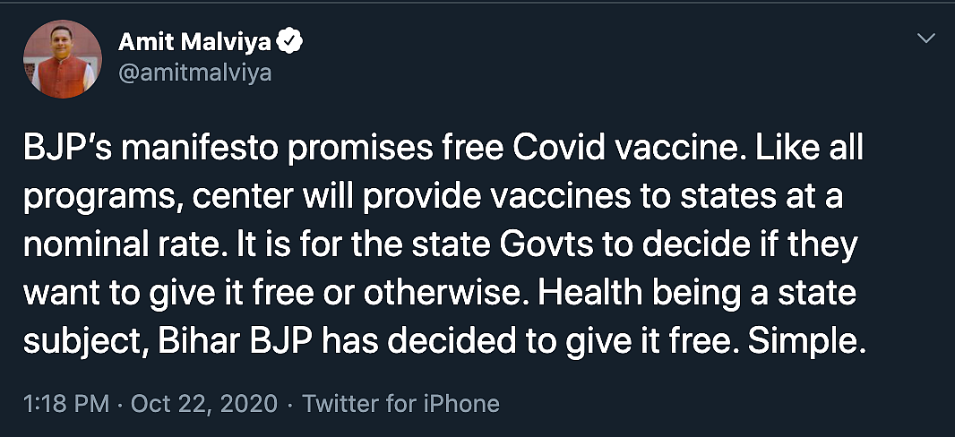 ‘Blatant Populism’: Oppn on BJP’s COVID Vaccine Promise for Bihar