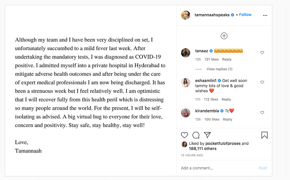 The actor took to Instagram to share the news. 
