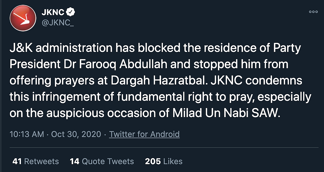 ‘J&K Admin Stopped Farooq Abdullah from Visiting Shrine’: NC