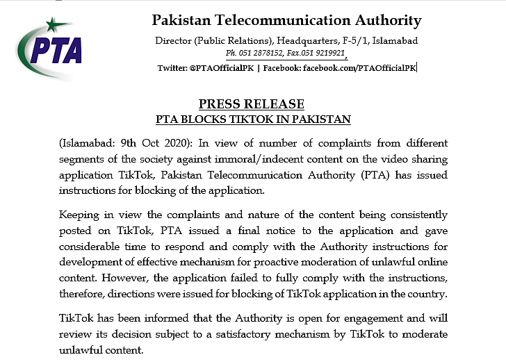Pakistan Blocks Chinese App TikTok to Filter Out ‘Immoral’ Content