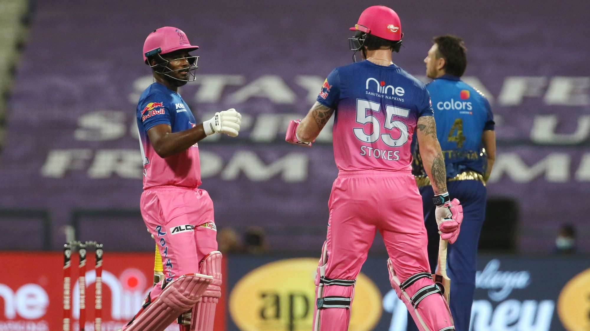 Sanju Samson and Ben Stokes stitched an 152-run partnership as RR defeated MI by 8 wickets.