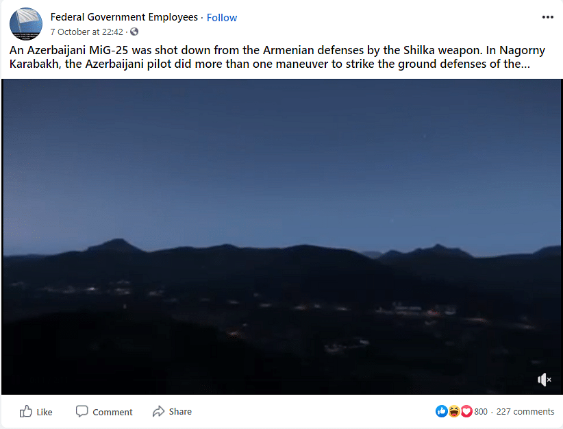An old simulation from the video game, ARMA 3, is being shared as a clip of Azerbaijan-Armenia conflict.