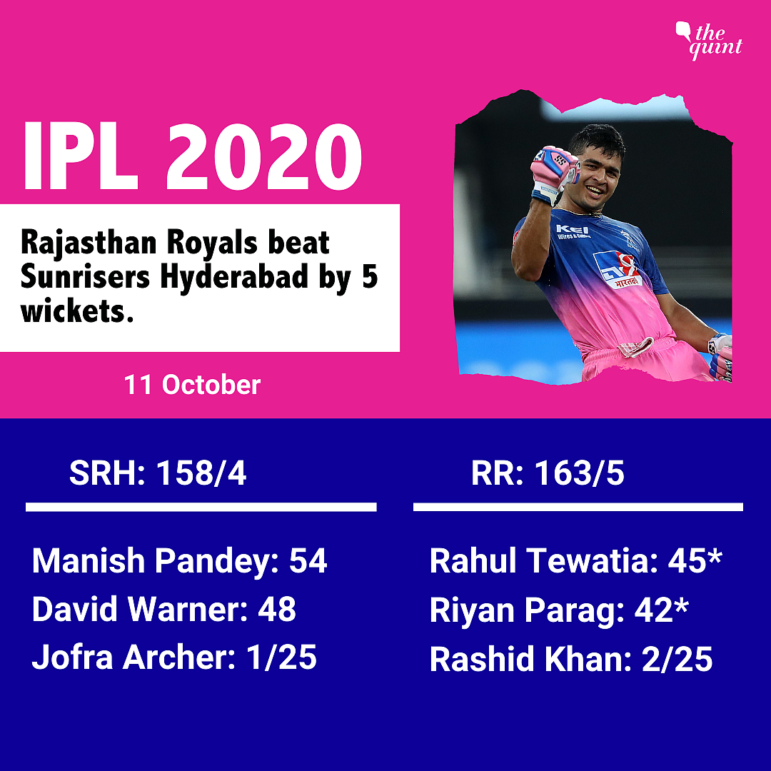 Needing 54 Runs in 4 Overs, Tewatia-Parag Smash Rajasthan Past SRH