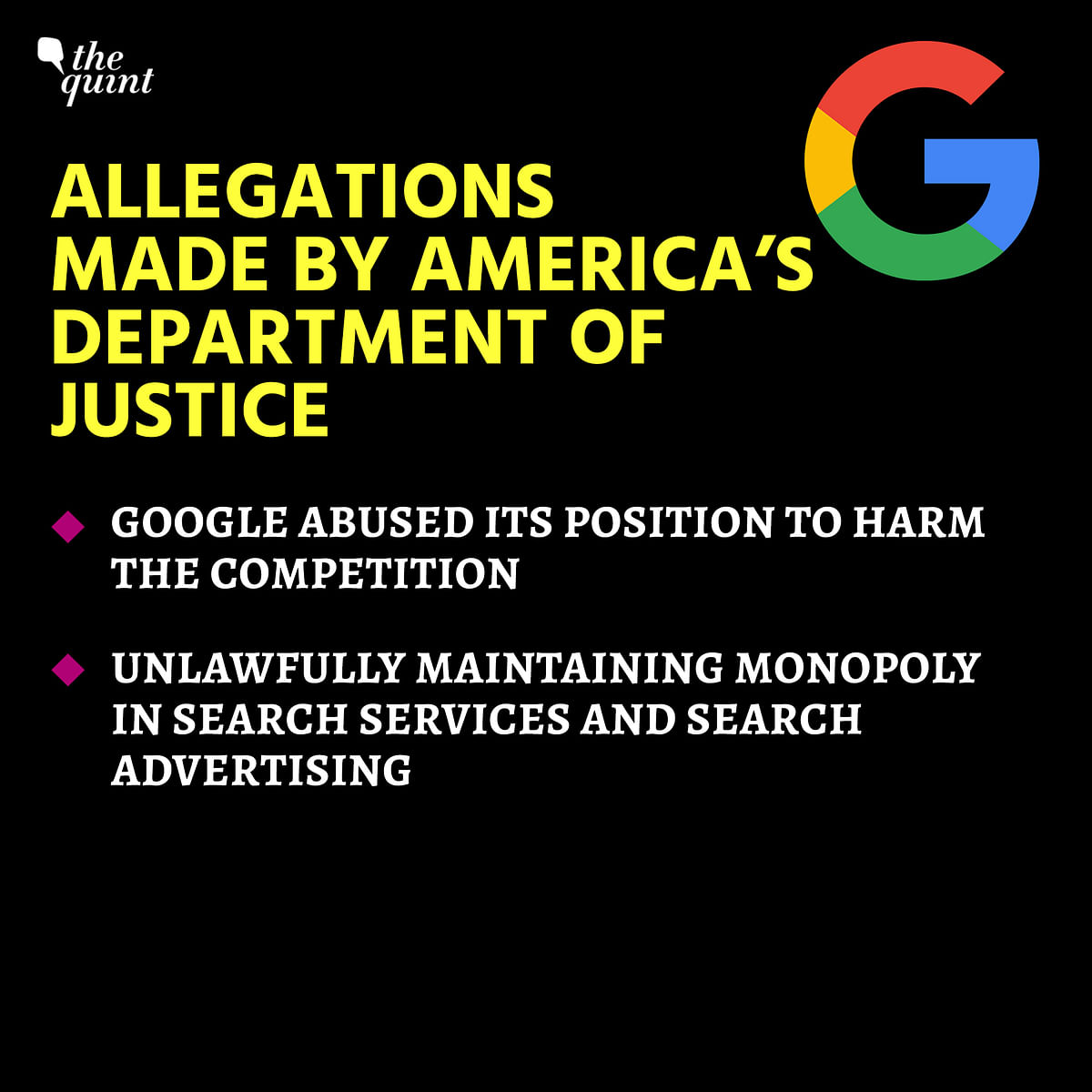 The Department of Justice (DoJ) of the United States sued Google on Tuesday for its ‘monopoly’.