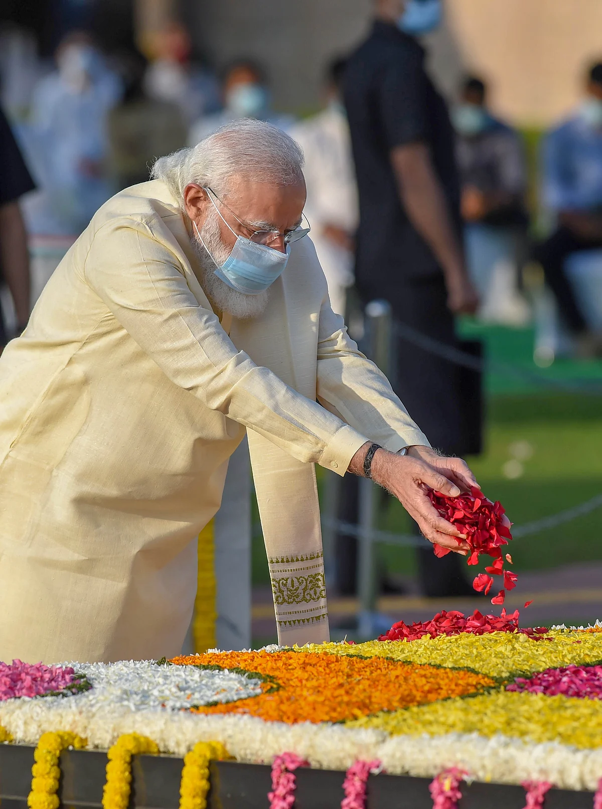 Prime Minister Narendra Modi pays tribute to Mahatma Gandhi on the occasion of his 151st birth anniversary, at Rajghat in New Delhi, Friday, 2 October.