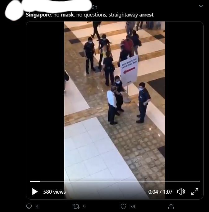 The woman was arrested for allegedly pouring soup on man’s head and biting his hand in Singapore’s Novena Square.