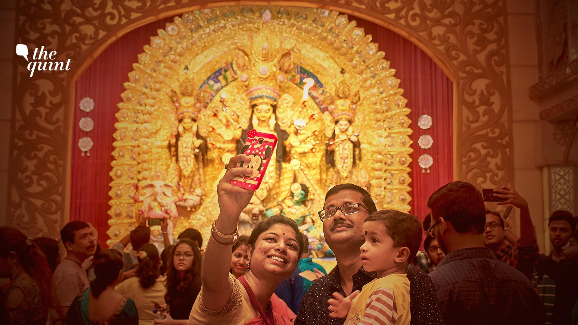 Kolkata, 10/03/2019: Standing among crowd of pandal-hoppers inside Maddox Square puja pandal. Image used for representational purposes.
