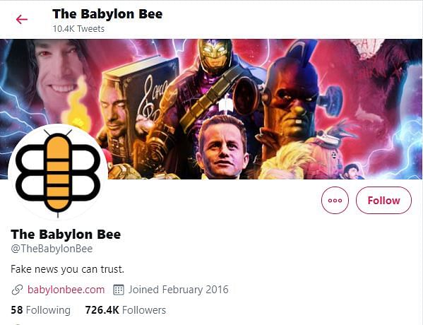 The Babylon Bee is a satire website which shares content on religion, politics and everyday life issues.