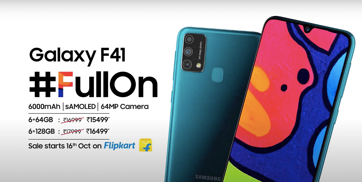 The Samsung Galaxy F41 will go on sale on Flipkart on 16 October during the Flipkart Big Billion Days Sale. 