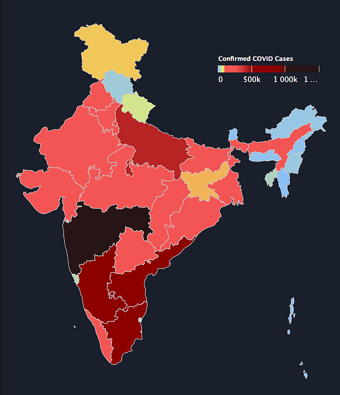 Map of coronavirus in India.