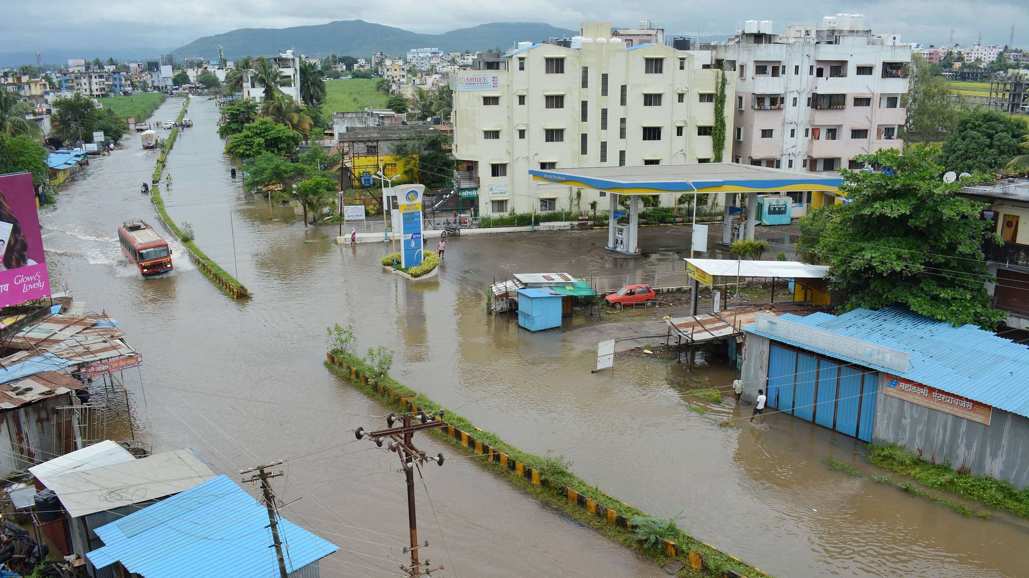 Karat city in Satara district was waterlogged on Thursday
