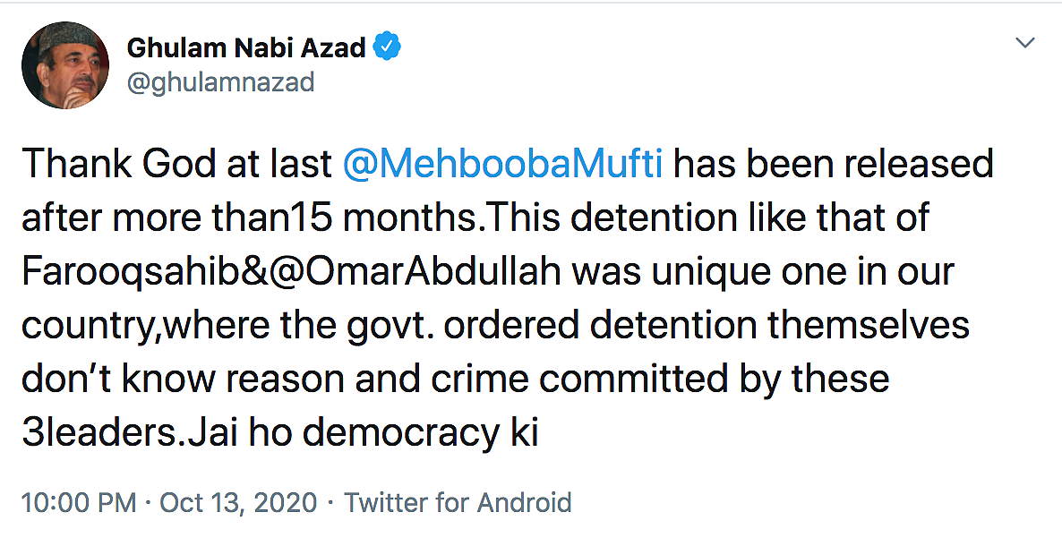Need to Take Back What Delhi Snatched from J&K: Mufti Post Release