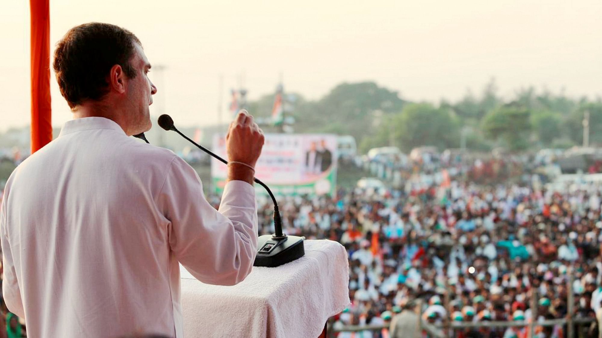 Congress leader Rahul Gandhi on Wednesday, 28 October, slammed the BJP-JD(U) government, saying that the existing government has “destroyed” Bihar and took jibes at Prime Minister Modi saying that he cannot compete with him at lying.