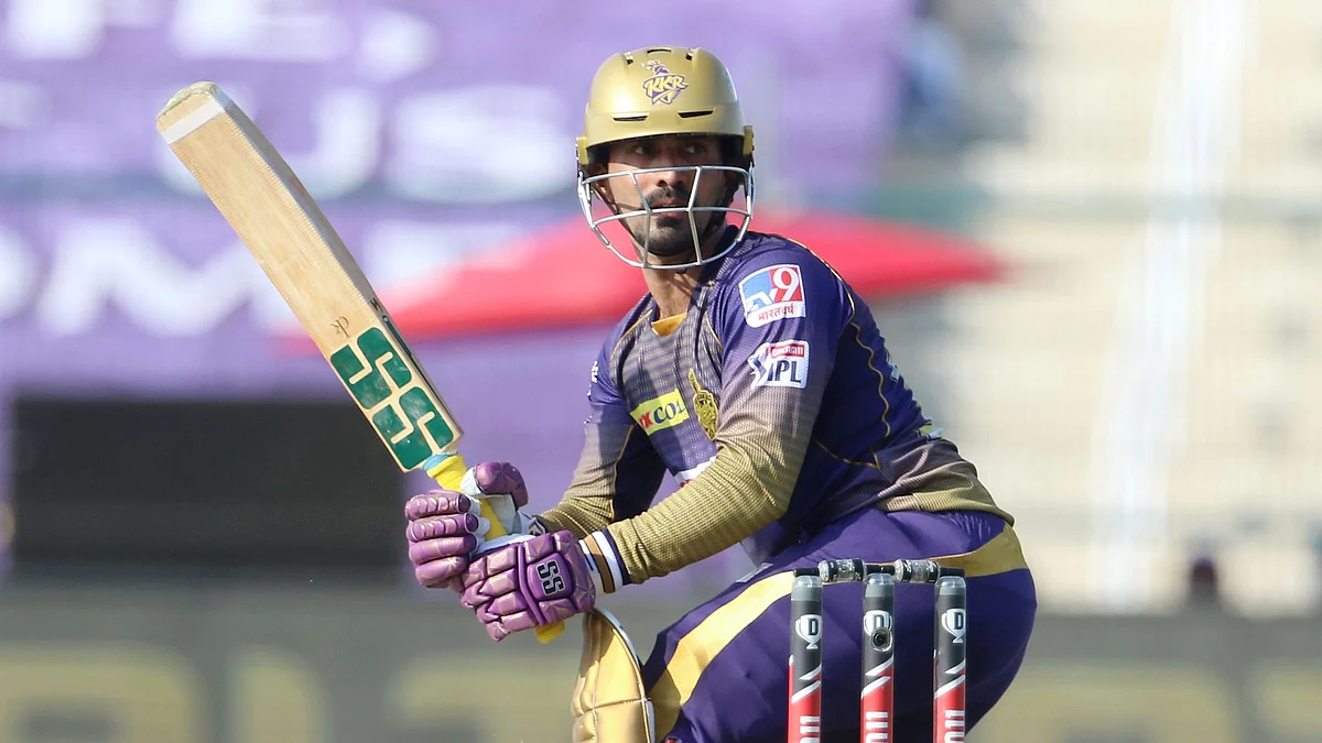Kolkata Knight Riders Dinesh Karthik batting during IPL 2020. 