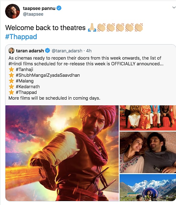 Thappad Kedarnath Among Films To Re Release This Week Watch online movies free download, fast stream movies without buffering, latest bollywood movies, latest tamil movies, latest hd quality movies.