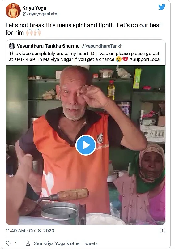Twitter Comes Out In Support of Struggling ‘Baba Ka Dhaba’ Couple