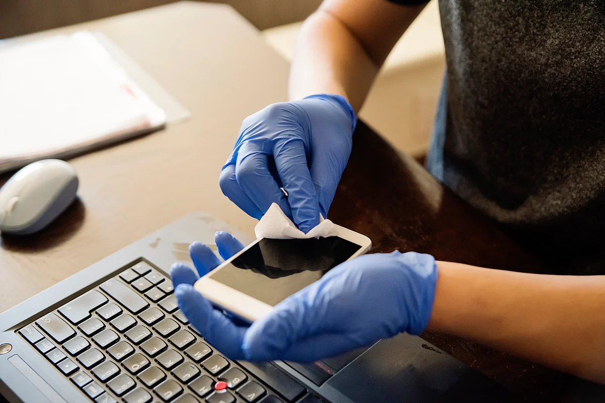 Clean your gadgets with disinfecting wipes.