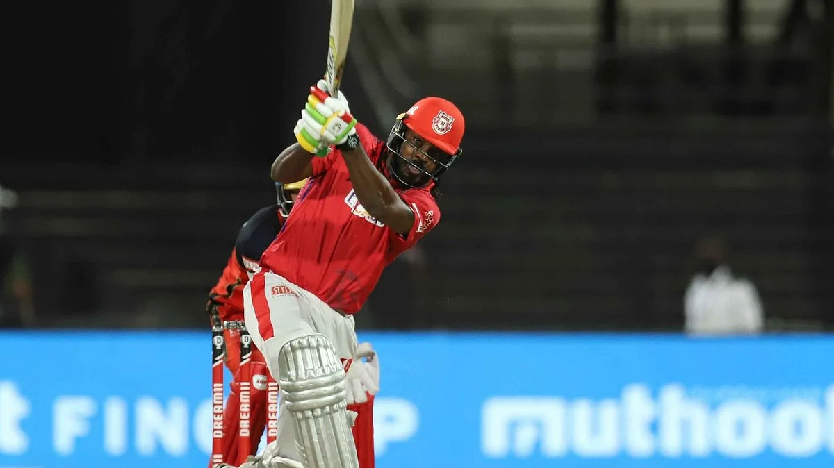 Kings XI Punjab batsman Chris Gayle hit 53 runs off 45 balls before getting run-out
