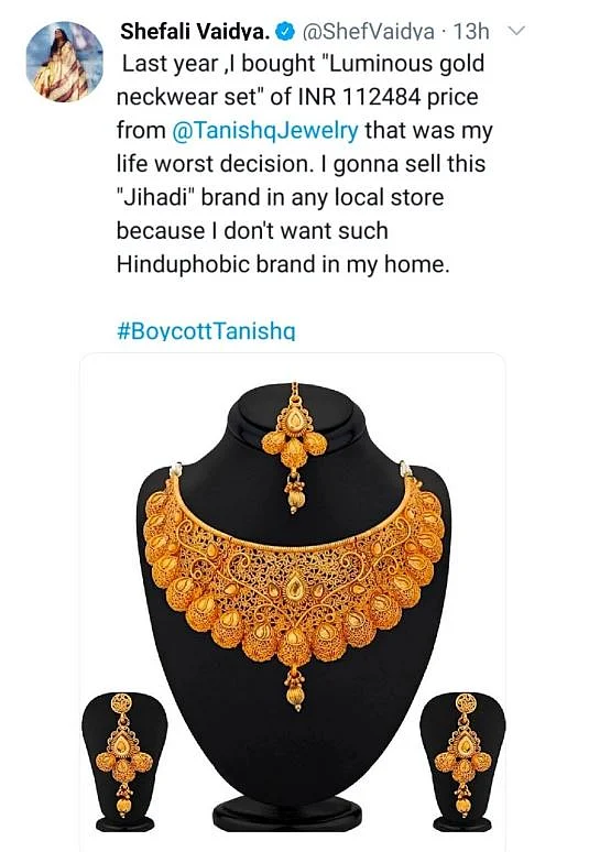 Viral tweet ascribed to Shefali Vaidya.