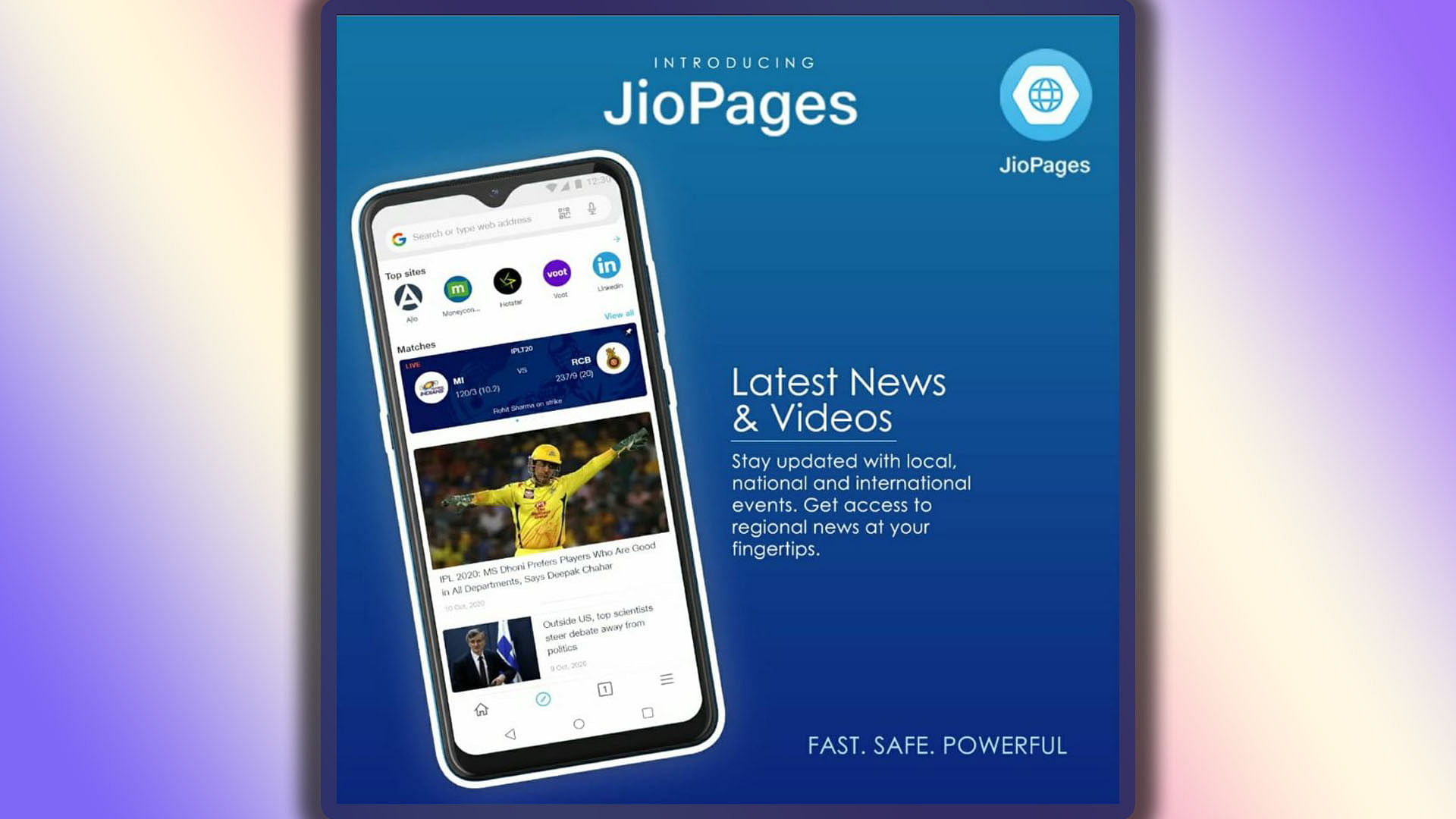 JioPages allows users to customise their home screen content as per their region.&nbsp;