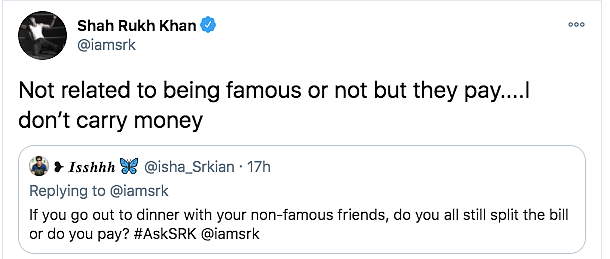 SRK on Why His Friends Always Pay When They Go Out For Dinner