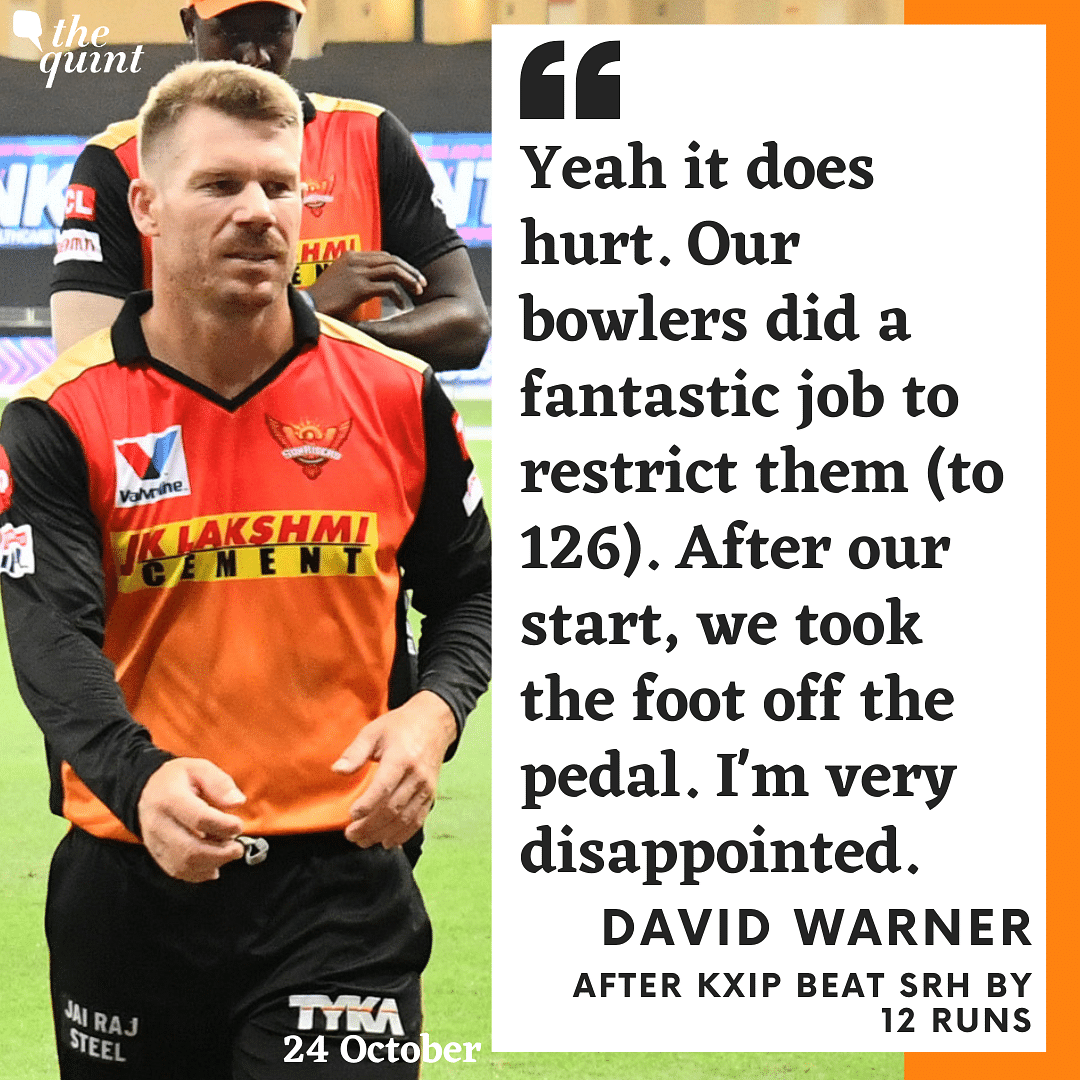 David Warner said he was ‘very disappointed’ after Hyderabad’s defeat to Kings XI Punjab.