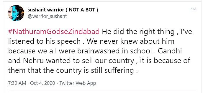 These ‘SSR Warriors’ Praised Godse on Gandhi Jayanti