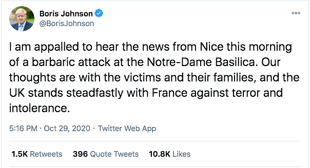 French President Emmanuel Macron meanwhile denounced the incident as an “Islamic terrorist attack”.