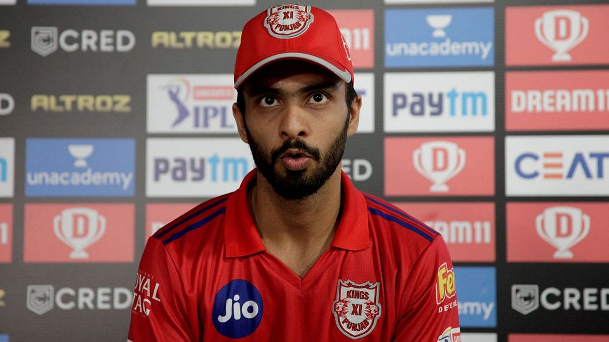 Kings XI Punjab batsman Mandeep Singh during the post-match press conference