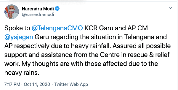 Telangana Rains: 50 Dead, Losses Worth Rs 5k Cr; KCR Writes to PM
