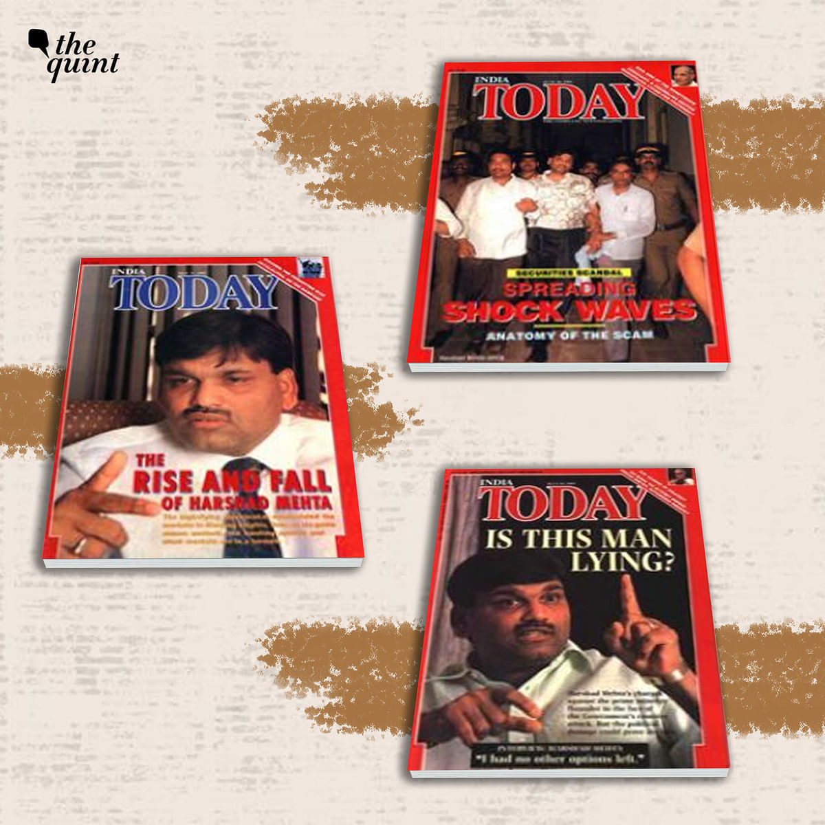 Front-page covers of the <i>India Today</i> magazine on the Harshad Mehta Scam.