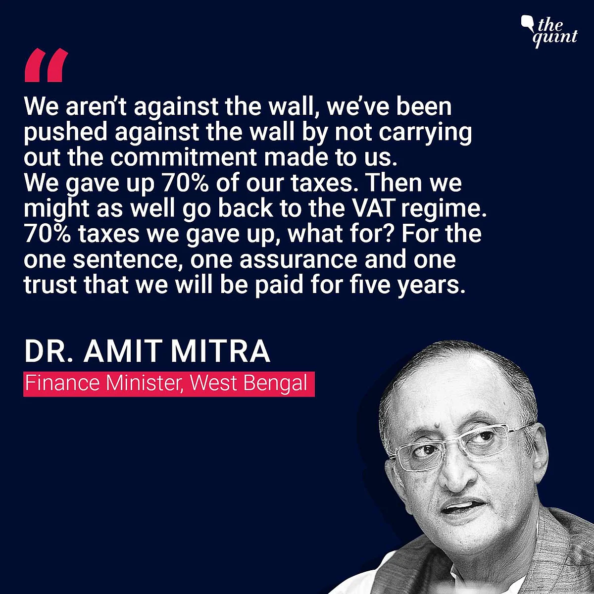 ‘Pushed Against Wall By Centre’: Amit Mitra on GST Compensation