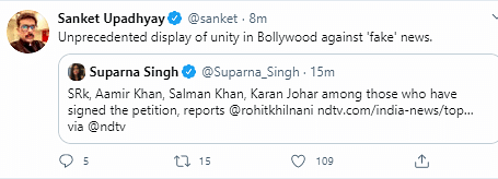 Social media is lauding Bollywood for taking a stand.