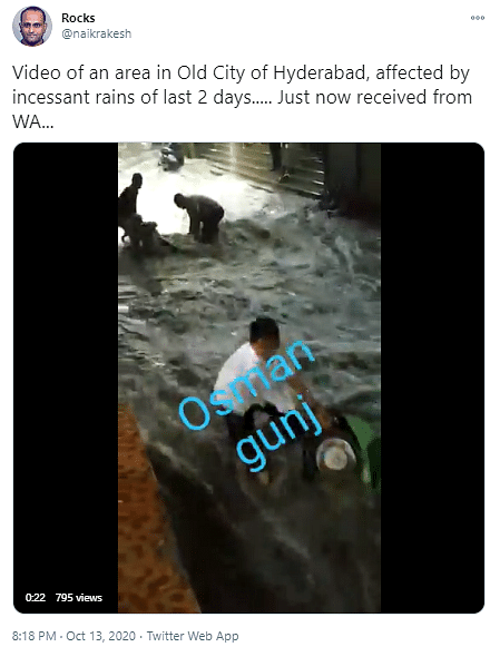 The video is actually from 2019 when several areas of Hyderabad were left flooded due to heavy rains.