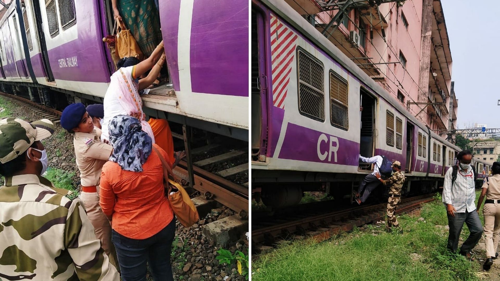 Passengers being rescued by authorities after trains on Central Railway got stuck due to power failure.